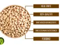 Schale mit Pinienkernen, die man roh essen kann. Neue Ernte, 100% Qualität, ohne Konservierungsstoffe und Geschmacksverstärker.