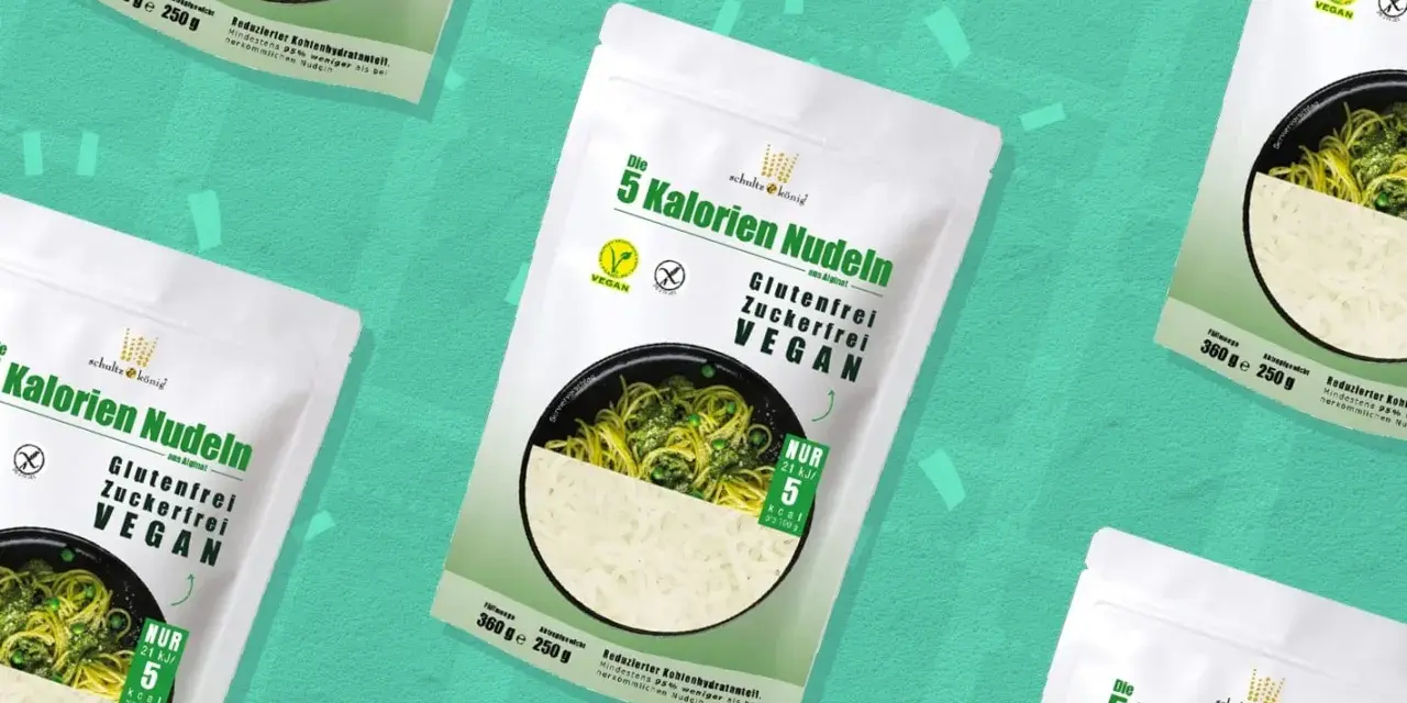 Die 5 Kalorien Nudeln von Schultz & König sind eine glutenfreie, zuckerfreie und vegane Option, die zeigt, welche Nudeln am wenigsten Kalorien haben.