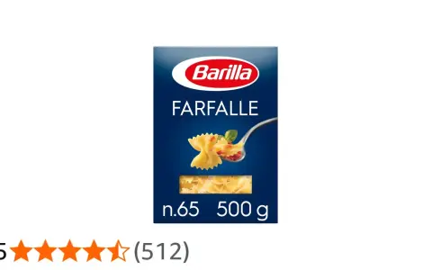 Barilla Farfalle Nudeln, 500g. Perfekt für die schnelle Zubereitung, die ideale Farfalle Kochzeit für ein leckeres Gericht.