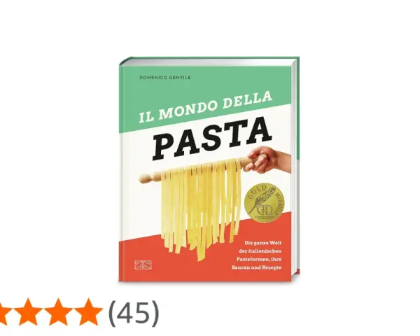 Buchcover "Il Mondo Della Pasta" mit frischen Bandnudeln, das die Vielfalt der Nudel-Sorten und Rezepte zeigt.