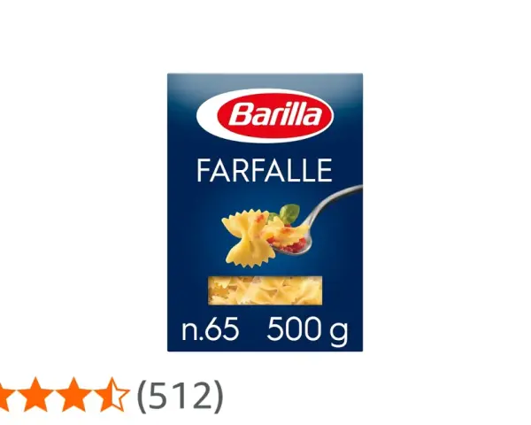 Barilla Farfalle Nudeln, 500g. Perfekt für die schnelle Zubereitung, die ideale Farfalle Kochzeit für ein leckeres Gericht.