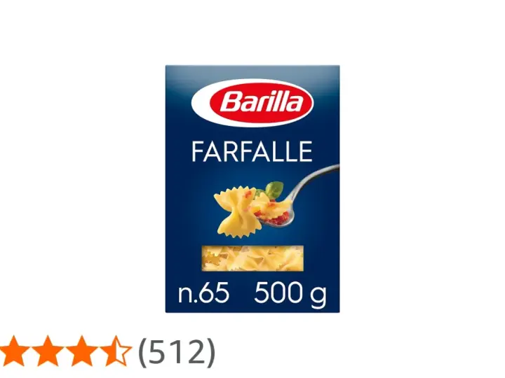 Barilla Farfalle Nudeln, 500g. Perfekt für die schnelle Zubereitung, die ideale Farfalle Kochzeit für ein leckeres Gericht.