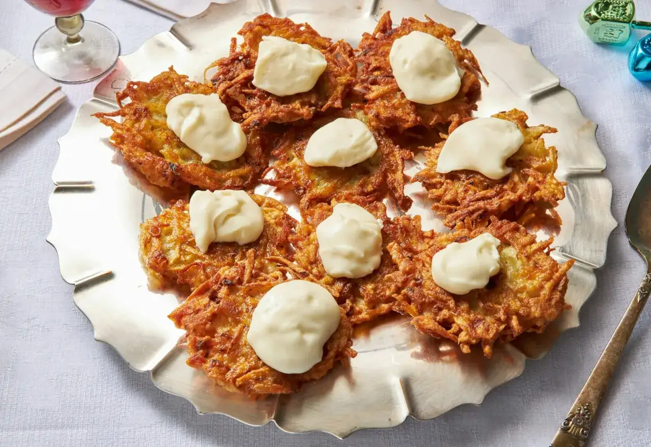 Knusprige Kartoffelpuffer mit cremigem Stracchino-K&auml;se, ein k&ouml;stliches Rezept f&uuml;r jeden Anlass.